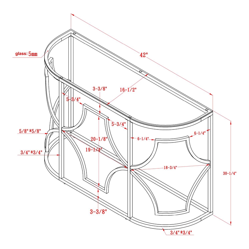 Furniture of America Sol Glam Glass Top Sofa Table in Chrome and Gold