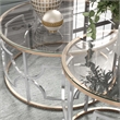 Furniture of America Sol Glass Top 2-Piece Coffee Table Set in Chrome and Gold