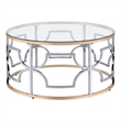 Furniture of America Sol Glass Top 2-Piece Coffee Table Set in Chrome and Gold