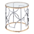 Furniture of America Sol Glass Top 2-Piece Coffee Table Set in Chrome and Gold