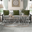 Furniture of America Sol Glass Top 2-Piece Coffee Table Set in Chrome and Gold