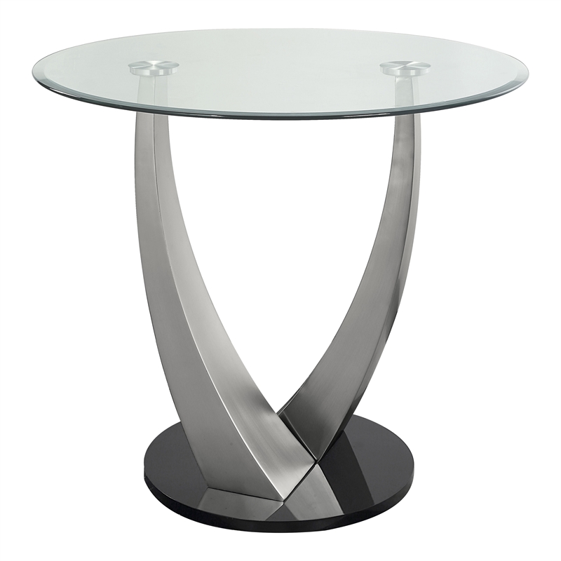 Furniture of America Speg Metal Round Counter Dining Table in Black and Silver