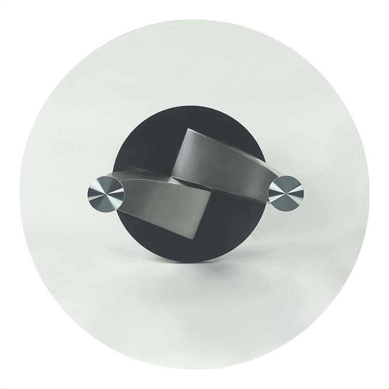 Furniture of America Speg Metal Round Counter Dining Table in Black and Silver