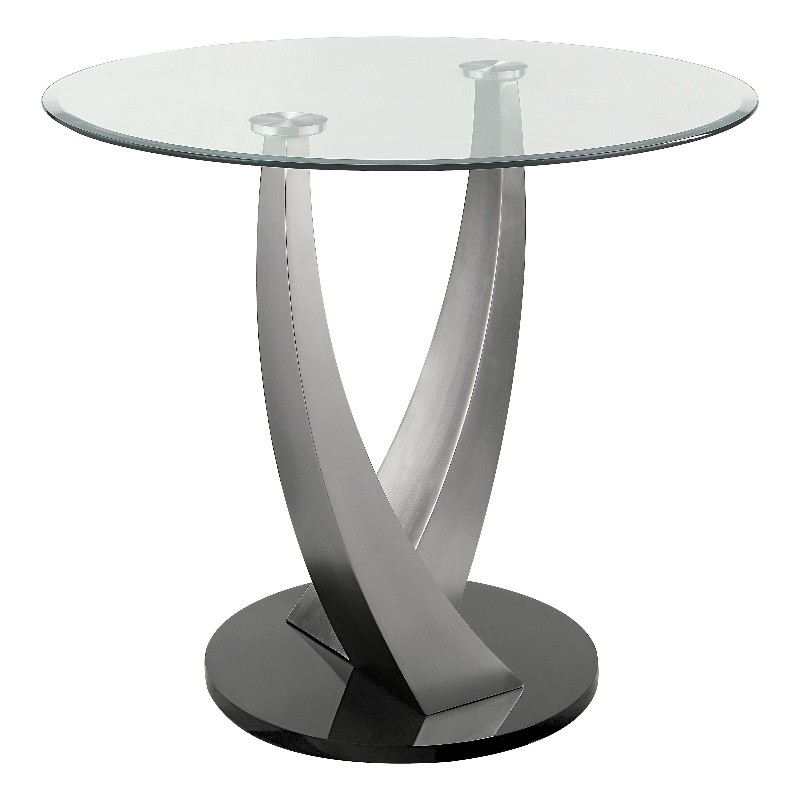 Furniture of America Speg Metal Round Counter Dining Table in Black and Silver