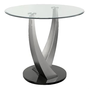 Furniture of America Speg Metal Round Counter Dining Table in Black and Silver