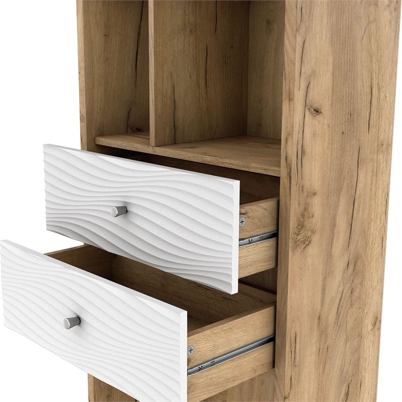 Furniture of America Finn Mid-Century Modern Wood 2-Drawer Bookcase in Light Oak