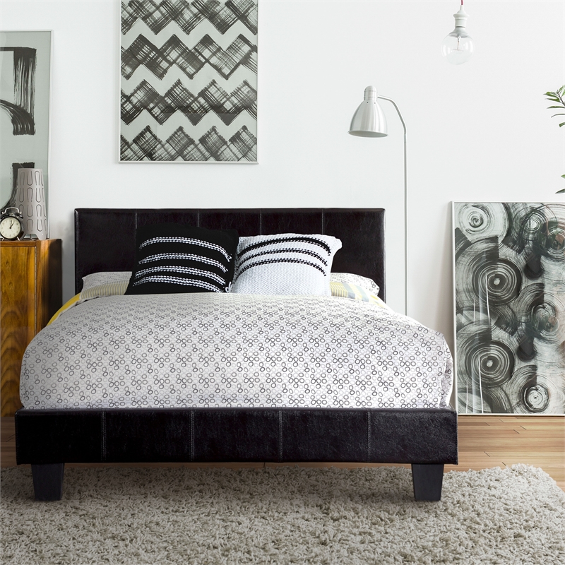 FOA Marc Espresso King Faux Leather Bed with 10
