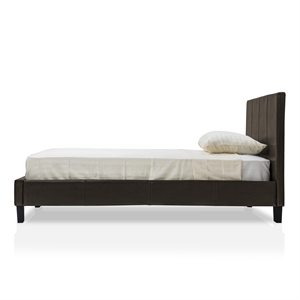 FOA Marc Espresso King Faux Leather Bed with 12&quot Memory Foam Mattress