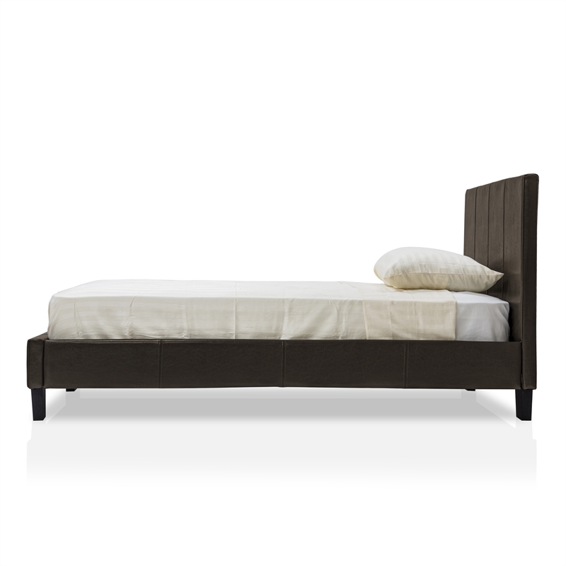 FOA Marc Espresso King Faux Leather Bed with 8