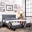 FOA Marc Gray Eastern King Faux Leather Bed with 10