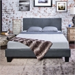 FOA Marc Gray Queen Faux Leather Bed with 6