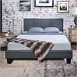 FOA Marc Gray Queen Faux Leather Bed with 8