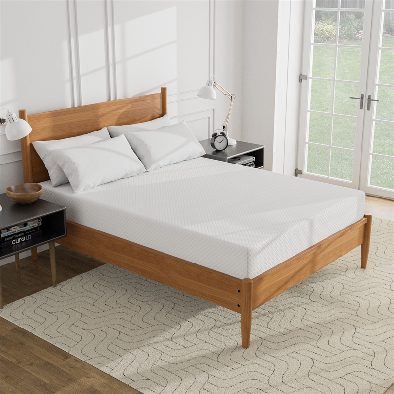 FOA Belkor Solid Wood Queen Platform Bed with 8