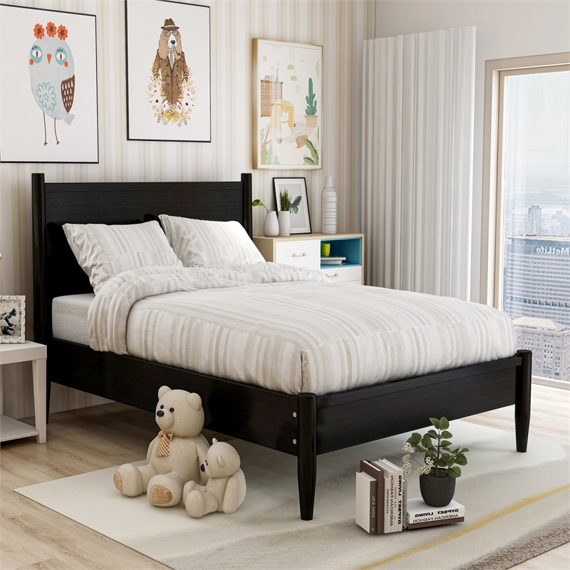 FOA Belkor Solid Wood Full Platform Bed with 8