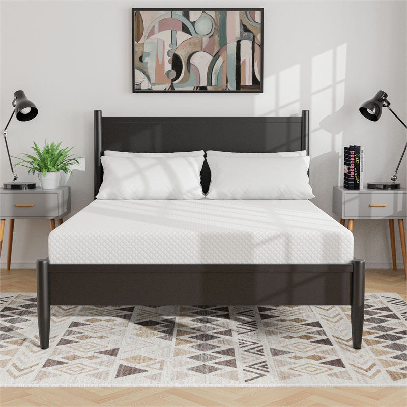 FOA Belkor Solid Wood Queen Platform Bed with 12