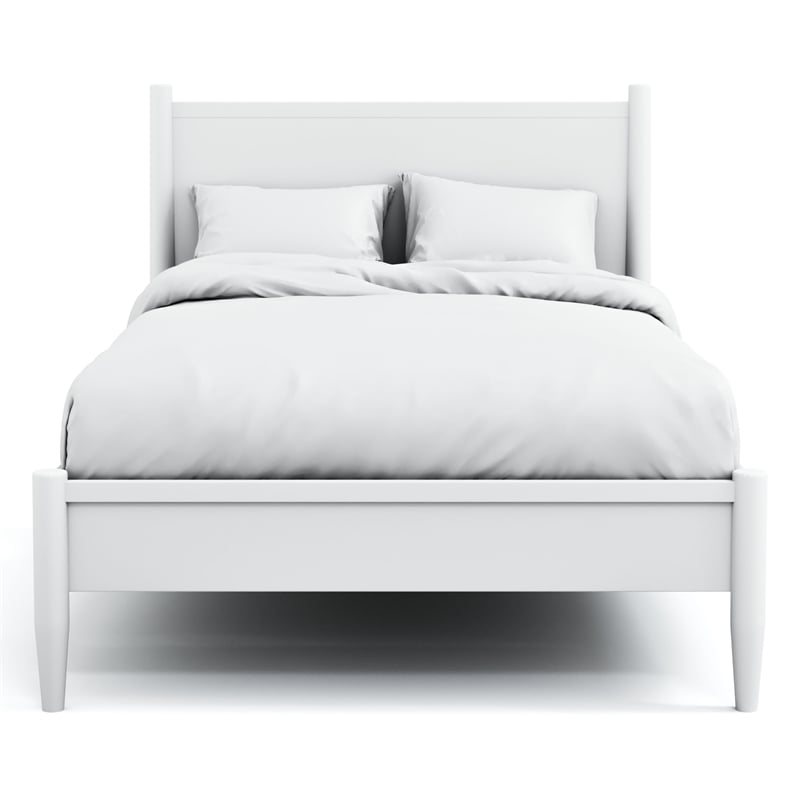 FOA Belkor Solid Wood White Full Platform Bed with 8
