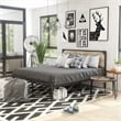 FOA Budenholz Gray Metal Queen Platform Bed with 12