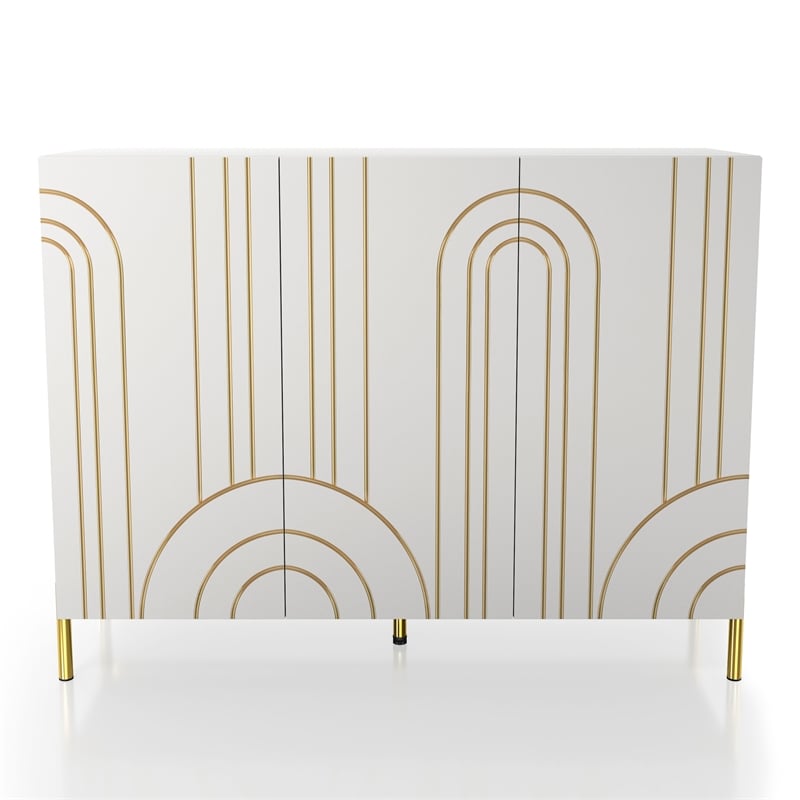 Furniture of America Taos White Wood Buffet Console Sideboard Cabinet