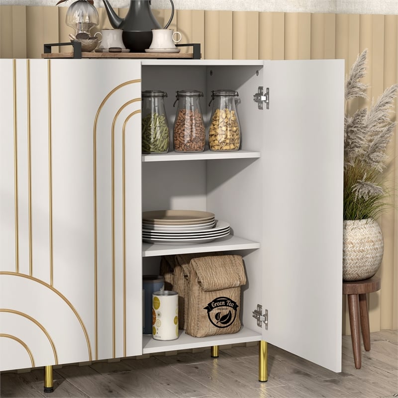 Furniture of America Taos White Wood Buffet Console Sideboard Cabinet