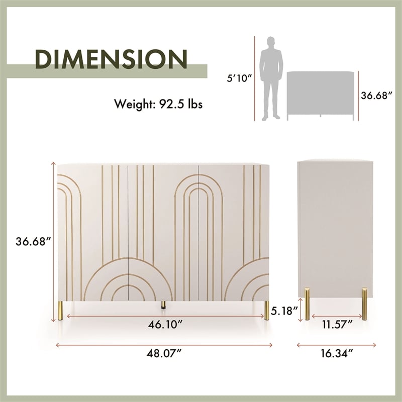 Furniture of America Taos White Wood Buffet Console Sideboard Cabinet