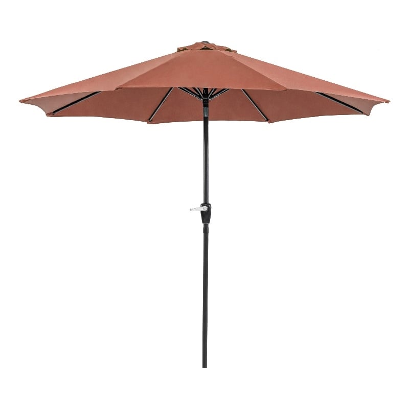 Furniture of America Ella 9' Outdoor Metal Round Patio Sienna Red Umbrella