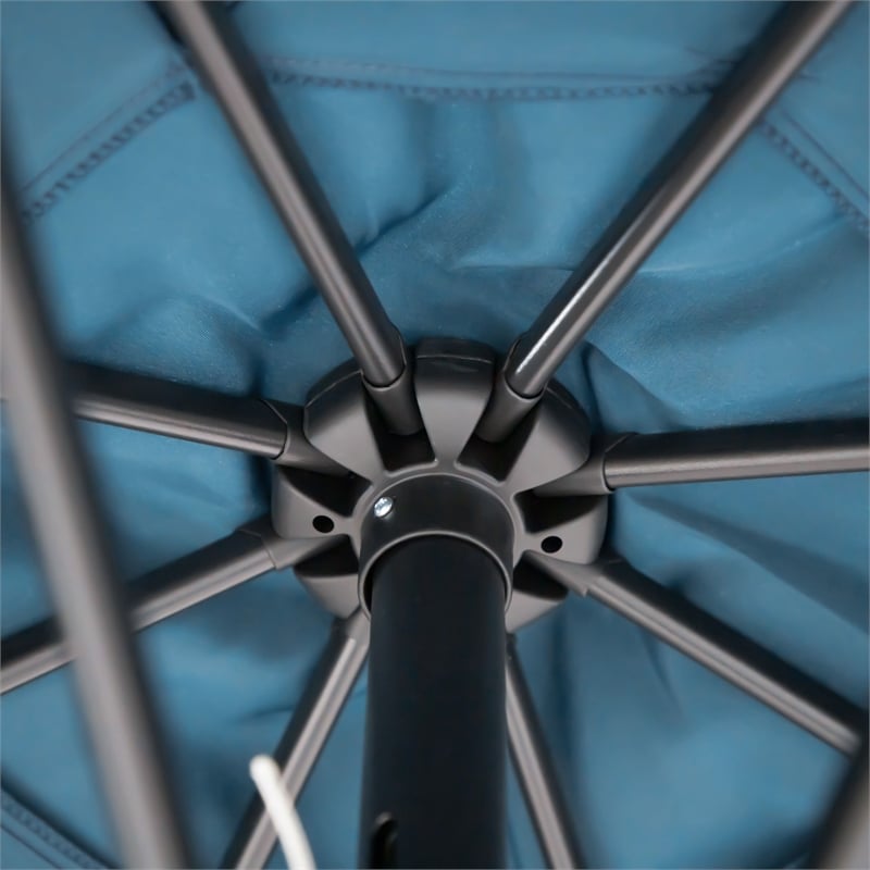 Furniture of America Ella 9' Outdoor Metal Round Patio Sherpa Blue Umbrella
