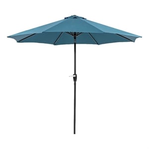 Furniture of America Ella 9' Outdoor Metal Round Patio Sherpa Blue Umbrella