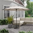 Furniture of America Perth 11' Outdoor Patio Metal Patio Beige Umbrella