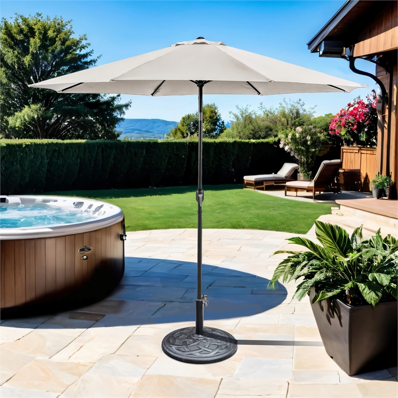 Furniture of America Perth 11' Outdoor Patio Metal Patio Beige Umbrella