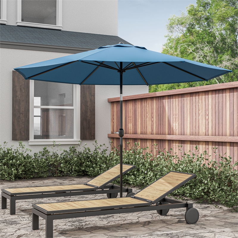 Furniture of America Perth 11' Outdoor Patio Metal Patio Sherpa Blue Umbrella