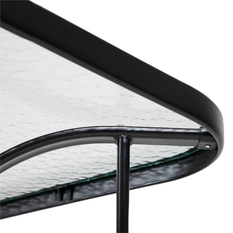 Furniture of America Vinka Black Outdoor Patio Glass Top Dining Table