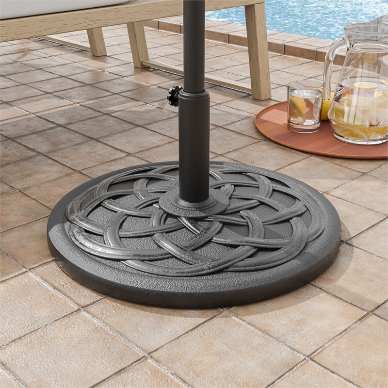 Furniture of America Bass Outdoor Patio Round Resin Black Umbrella Base