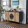Furniture of America Rift 4-Door Wood Buffet Credenza in Ebony Black/Oak