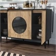 Furniture of America Rift 4-Door Wood Buffet Credenza in Ebony Black/Oak