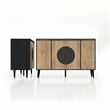 Furniture of America Rift 4-Door Wood Buffet Credenza in Ebony Black/Oak