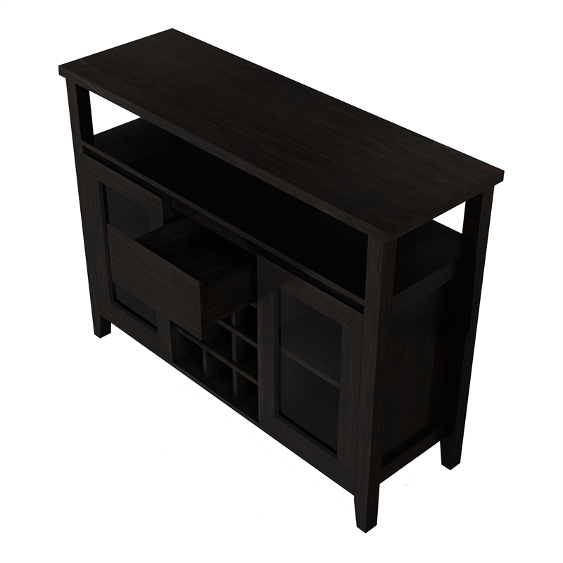 Furniture of America Elm Wood Buffet Table with Wine Rack in Espresso