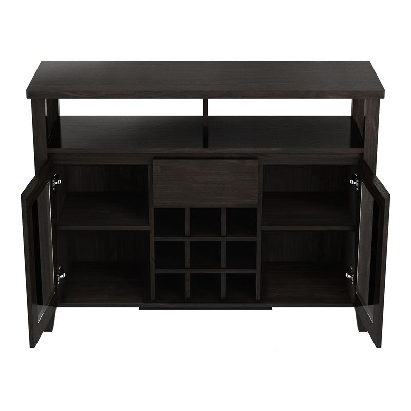 Furniture of America Elm Wood Buffet Table with Wine Rack in Espresso