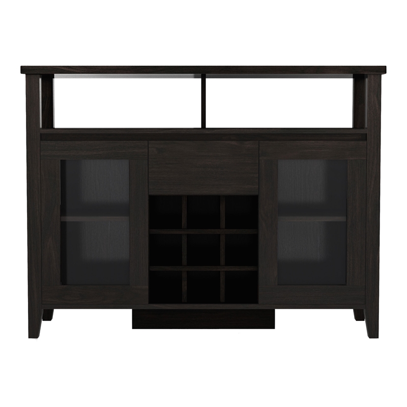 Furniture of America Elm Wood Buffet Table with Wine Rack in Espresso