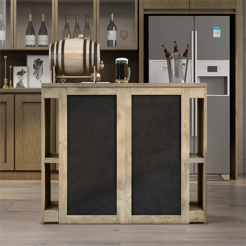 Furniture of America Levi Farmhouse Wood Bart Table in Weathered Oak