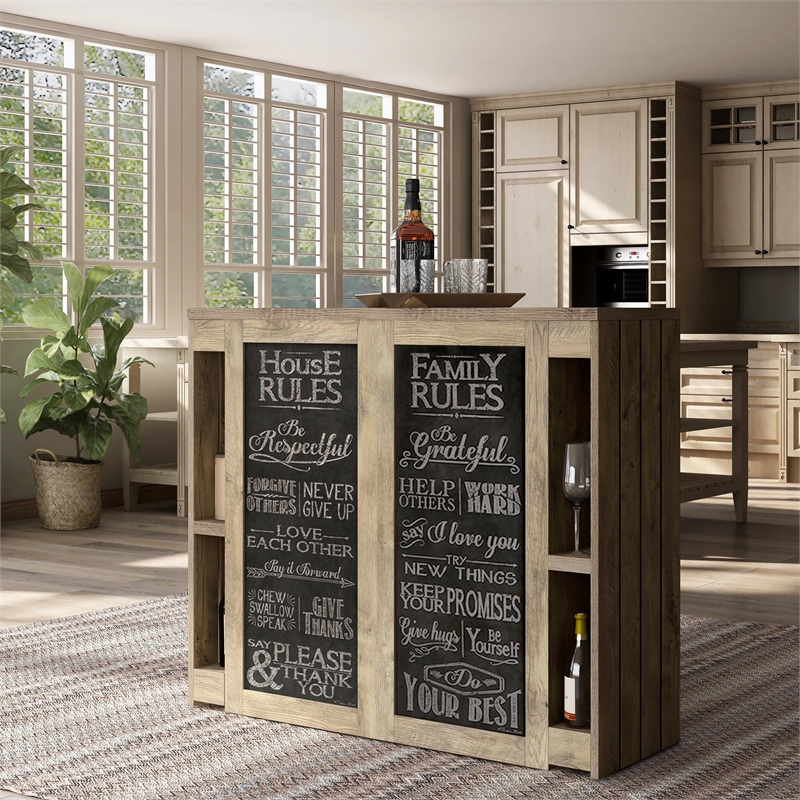Furniture of America Levi Farmhouse Wood Bart Table in Weathered Oak