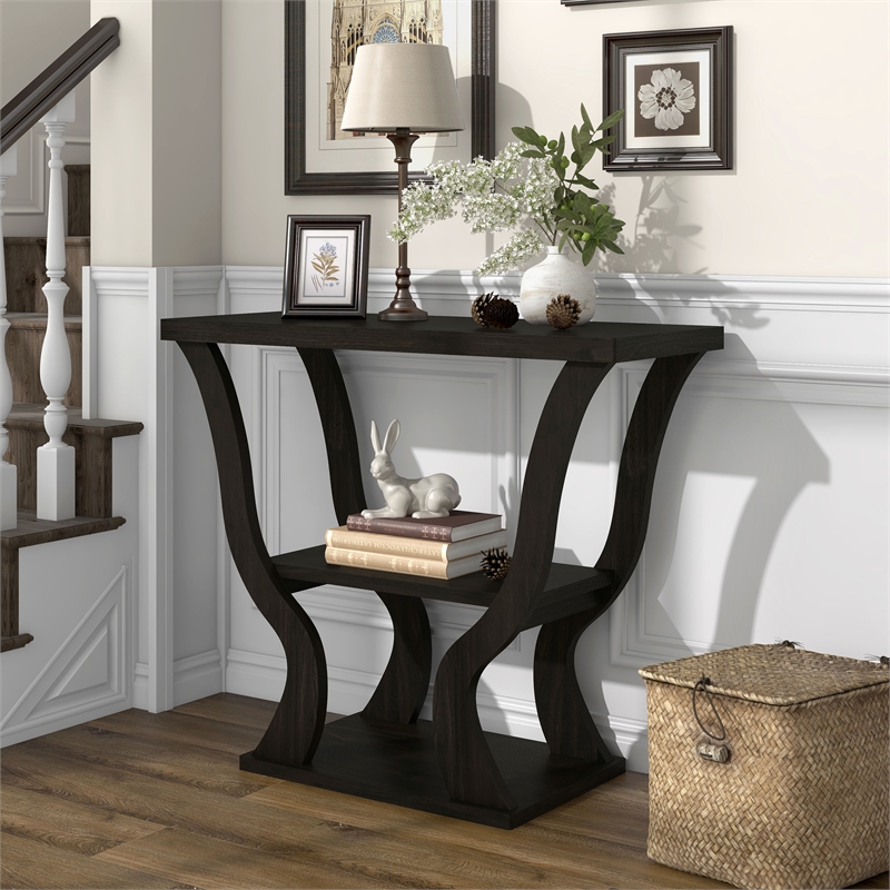 Furniture of America Bell Wood Console Sofa Entrance Table in Espresso
