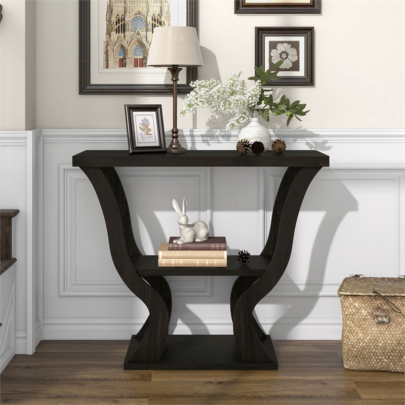 Furniture of America Bell Wood Console Sofa Entrance Table in Espresso
