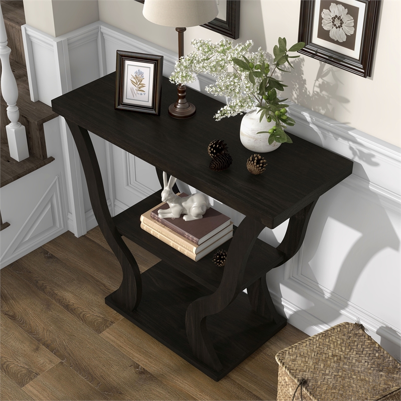 Furniture of America Bell Wood Console Sofa Entrance Table in Espresso