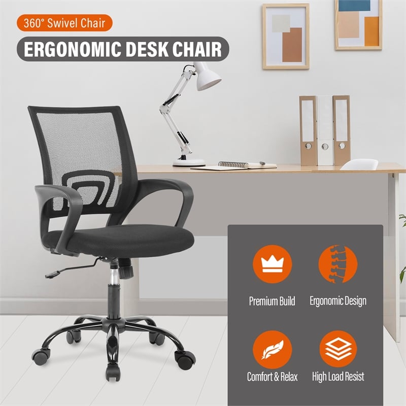 Furniture of America Siv Ergonomic Nylon Fabric Mesh Swevil Desk Chair in Black