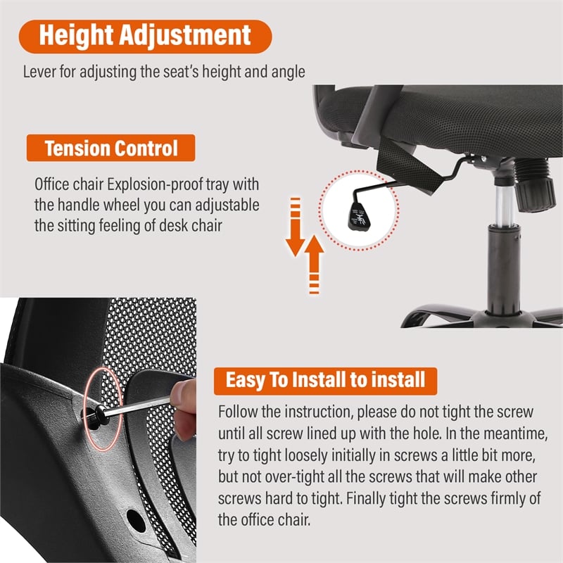 Furniture of America Siv Ergonomic Nylon Fabric Mesh Swevil Desk Chair in Black