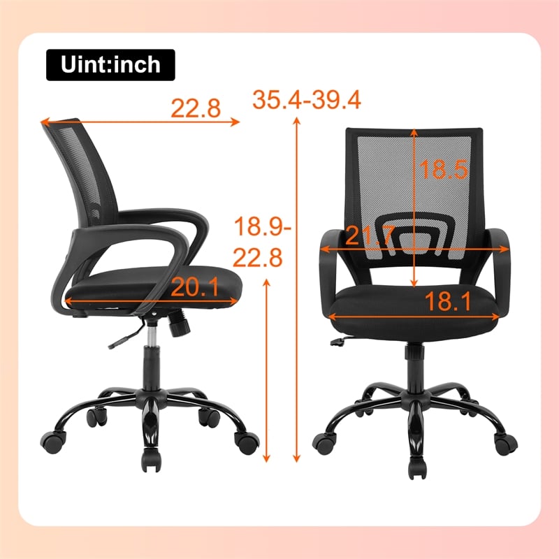 Furniture of America Siv Ergonomic Nylon Fabric Mesh Swevil Desk Chair in Black