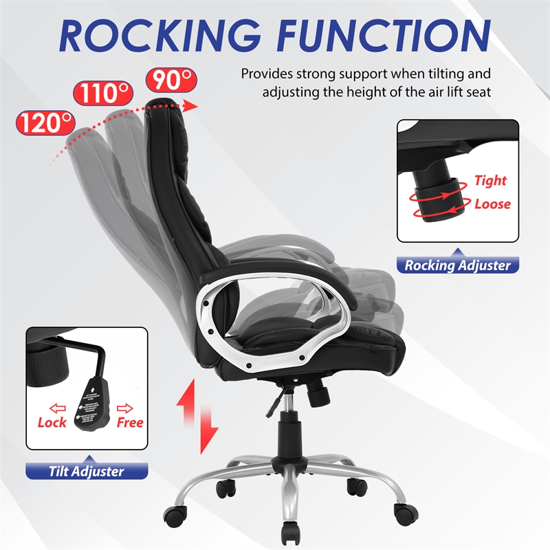 Furniture of America Kanji Faux Leather High Back Desk Chair in Black