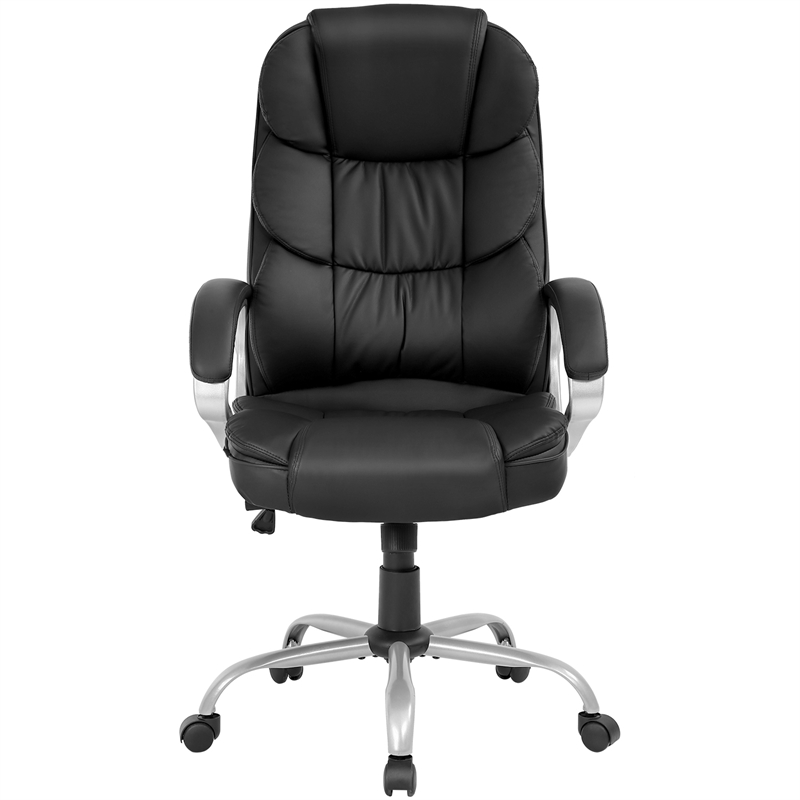 Furniture of America Kanji Faux Leather High Back Desk Chair in Black
