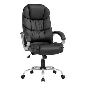 furniture of america kanji faux leather high back desk chair in black