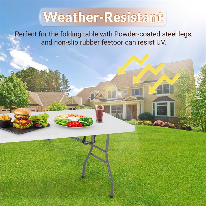 Furniture of America Oli Folding Party Utility HDPE Plastic Table in White